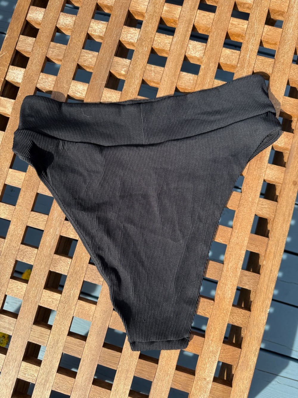 Aerie Black Textured High‑Cut Cheeky Swim Bottoms – Size XL - Picture 3 of 3